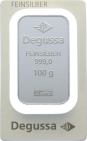 100 Gramm Silberbarren Degussa 999 Feinsilber